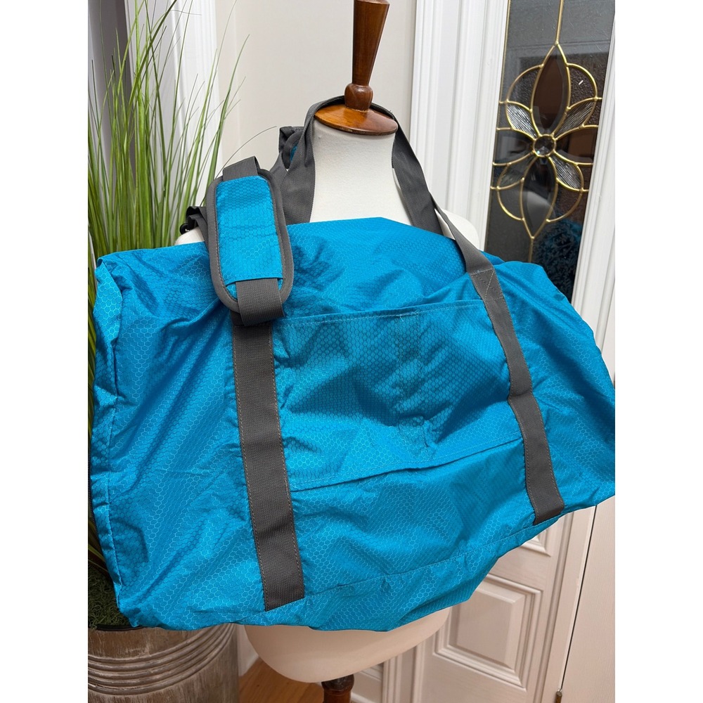 Gonex 60L Packable Travel Duffle Bag Teal Aqua Blue Lightweight Ripstop Folding - Picture 8 of 8